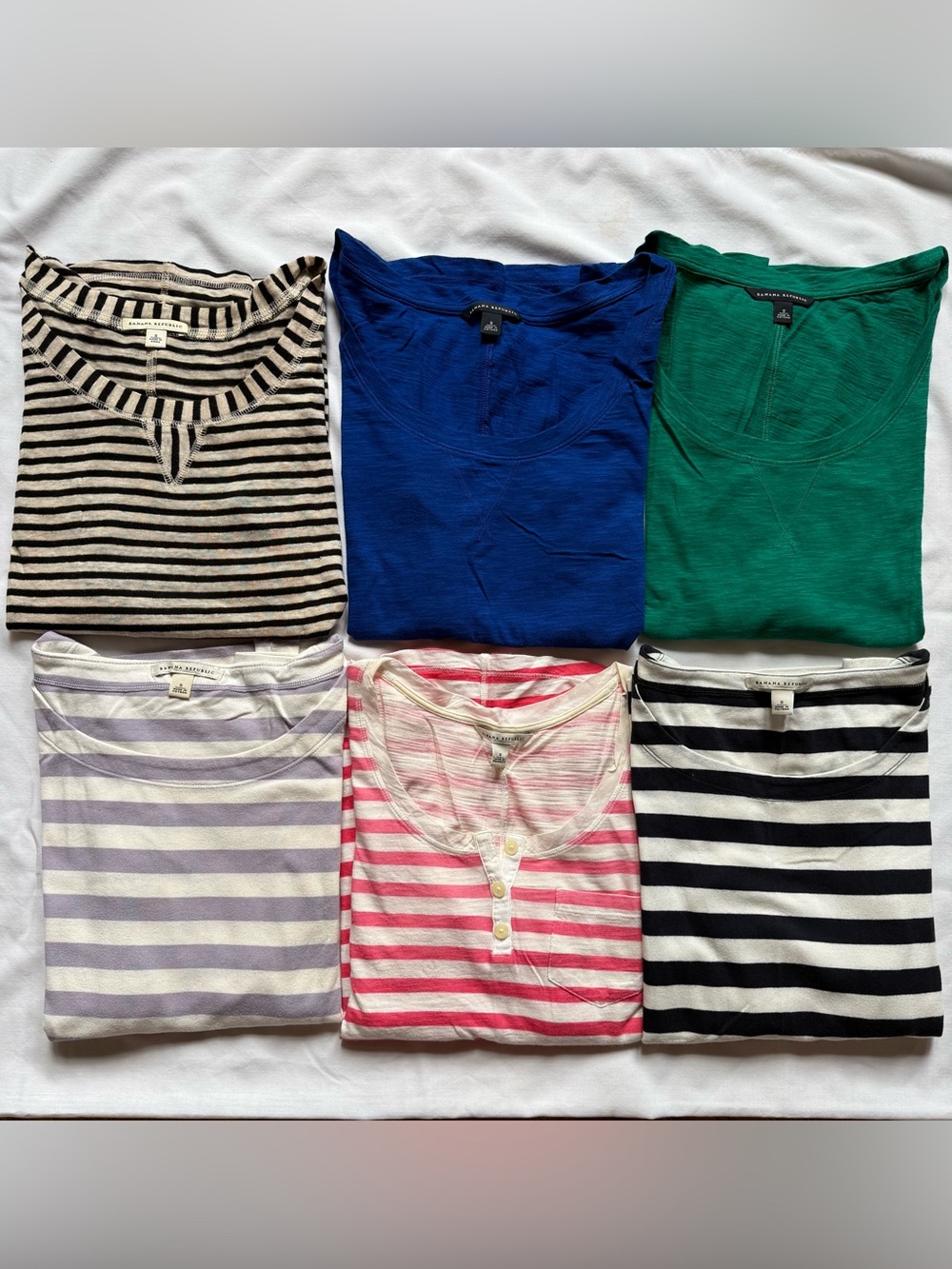 LOT OF 6 Banana Republic Women's Long Sleeve Tees Size S - 100% Cotton & Stretch